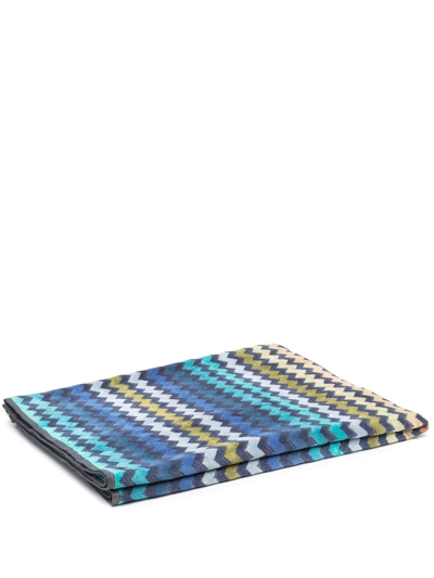 Shop Missoni Warner Zigzag Pattern Bath Towel In Blue