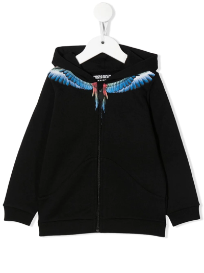 Shop Marcelo Burlon County Of Milan Wings-print Zip-up Hoodie In Black