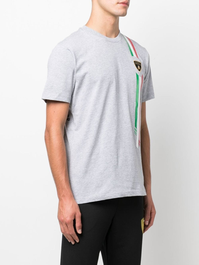 Automobili Lamborghini Logo-embroidered Cotton T-shirt In Grey