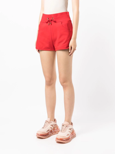 Shop Balmain Contrast-pocket Drawstring Shorts In Red