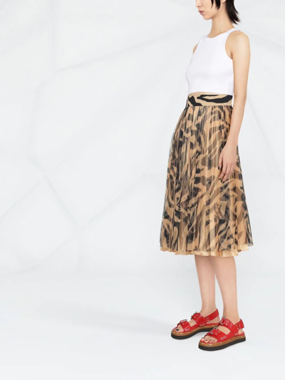 Shop Off-white Zebra-print Flared Skirt In Neutrals