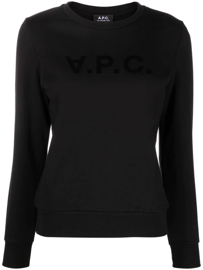Shop Apc Logo-print Cotton Sweatshirt In Black
