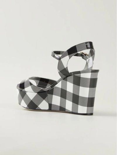 Shop Dolce & Gabbana Gingham Wedge Sandals