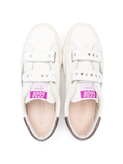 Shop Golden Goose Teen May School Touch-strap Sneakers In White