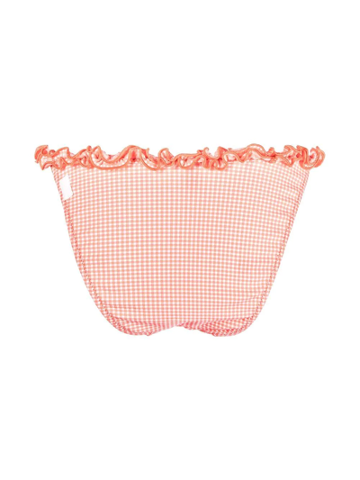 Shop Emporio Armani Check-print Bikini Bottoms In Orange