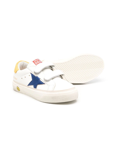 Shop Golden Goose May Touch-strap Low-top Sneakers In White