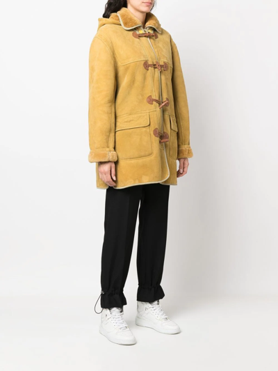 Pre-owned A.n.g.e.l.o. Vintage Cult 1990s Shearling-lined Duffle Coat In Yellow