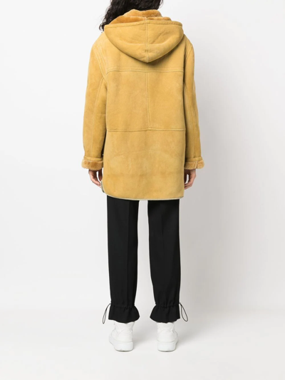Pre-owned A.n.g.e.l.o. Vintage Cult 1990s Shearling-lined Duffle Coat In Yellow