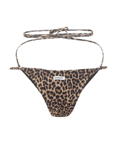 Matinee Leopard-print Crossover Bikini Briefs In Brown