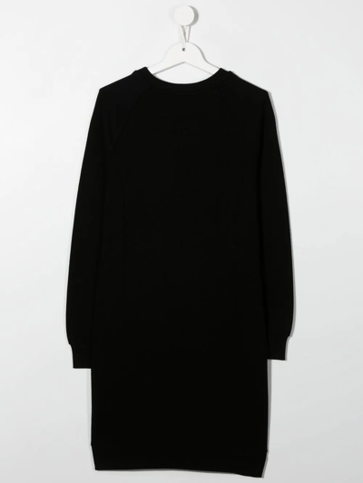 Balmain Teen Logo-print Long-sleeve Sweatshirt Dress In Black