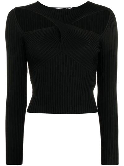 Shop Self-portrait Cut-out Knitted Top In Black