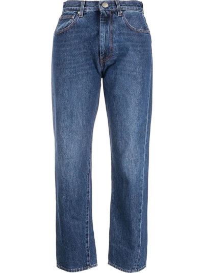 Shop Totême Cropped Straight-leg Jeans In Blue