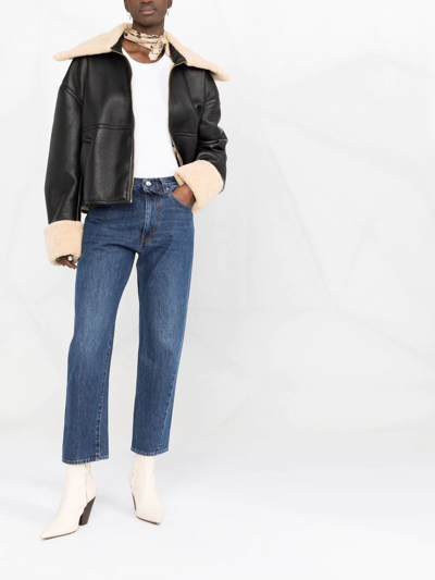 Totême Twisted Seam High-rise Straight-leg Organic-denim Jeans In Blue
