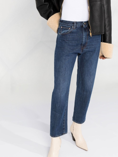 Totême Twisted Seam High-rise Straight-leg Organic-denim Jeans In Blue