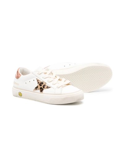 Shop Golden Goose May Low-top Lace-up Sneakers In White