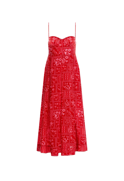 Shop Agua By Agua Bendita Mambo Midi Dress In Red