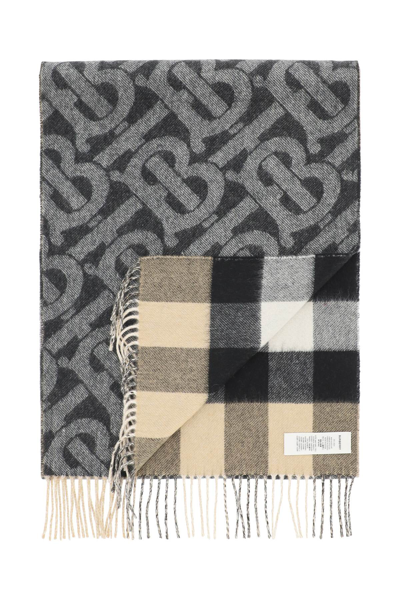 Shop Burberry Reversible Cashmere Scarf In Black,beige
