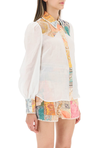 Shop Zimmermann Anneke Ramie Shirt In White