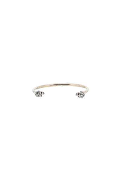 Shop Alexander Mcqueen Twin Skull Bracelet In Silver