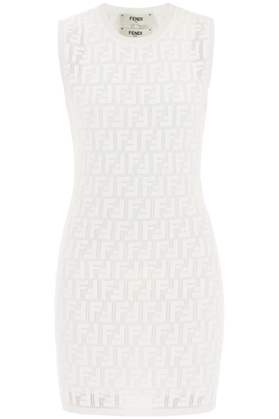 Shop Fendi Ff Viscose Mini Dress In White