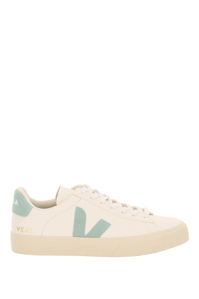 Shop Veja Campo Chromefree Leather Sneakers In White,green