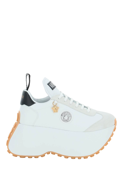 Shop Versace Triplatform Sneakers In White