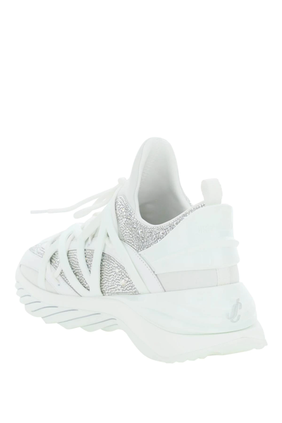 Shop Jimmy Choo Crystals Cosmos/f Sneakers In White