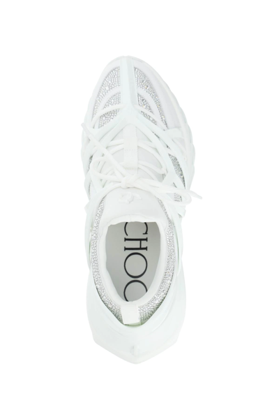 Shop Jimmy Choo Crystals Cosmos/f Sneakers In White