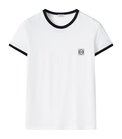 Shop Loewe Contrast-trim Anagram T-shirt In White