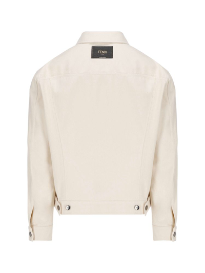 Shop Fendi Men's White Other Materials Outerwear Jacket
