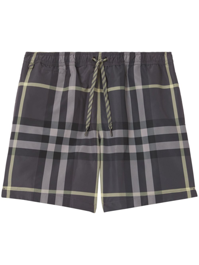 Shop Burberry Men's Grey Polyester Trunks