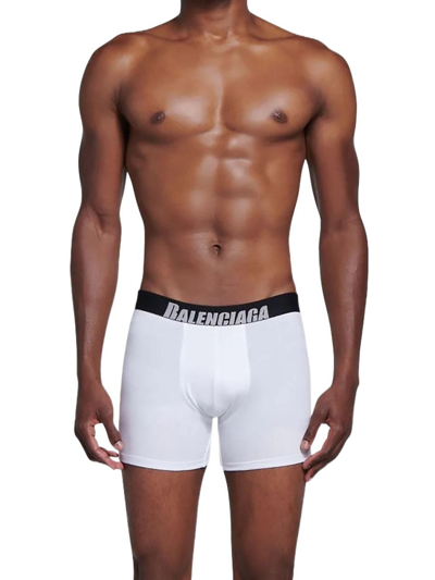 Balenciaga White Boxer Slip With Black Logo Band In White