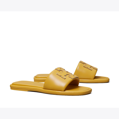 Shop Tory Burch Double T Burch Slide In Golden Sunset/spark Gold