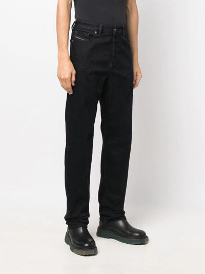 Shop Diesel Logo-patch Straight-leg Jeans In Black