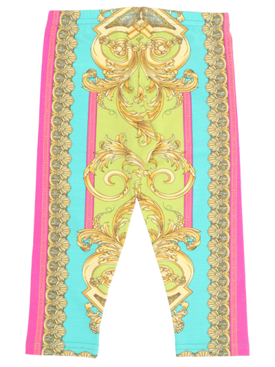 Shop Versace Barocco Leggings In Multicolor