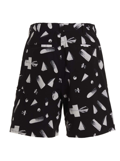 Shop Undercover Print Bermuda Shorts In White/black