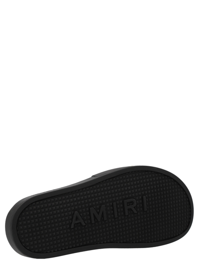 Shop Amiri Logo Slides In White/black