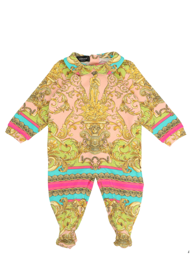 Shop Versace Barocco Goddess Baby Set In Multicolor