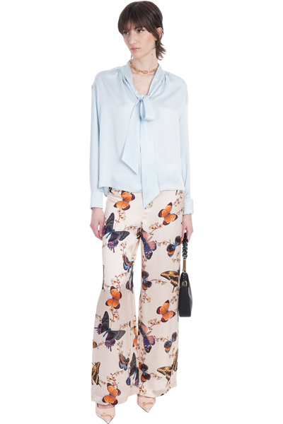 Lanvin Satin Top Sleeves Bow Detail In Cyan