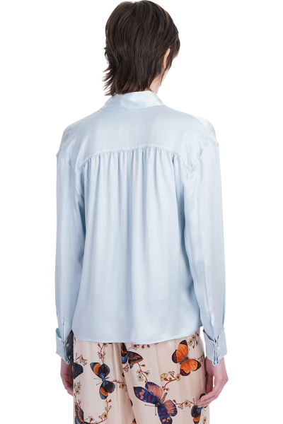 Shop Lanvin Blouse In Cyan Silk