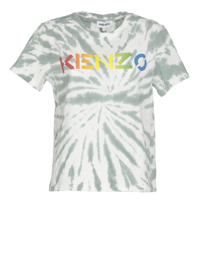 Shop Kenzo Logo Tie-dye T-shirt In Mint