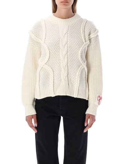 Shop Golden Goose Braided Motif Sweater In Natural White