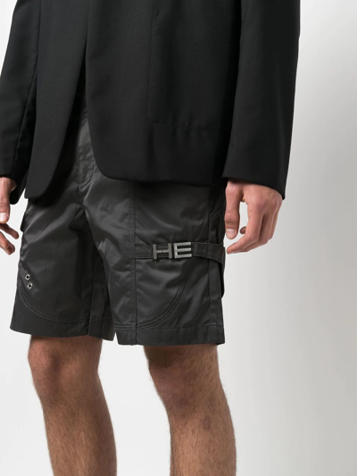 Shop Heliot Emil Logo-plaque Detail Shorts In Grey