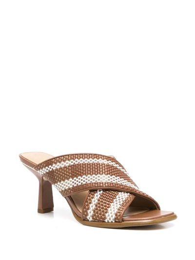 Michael Michael Kors Striped Mule Sandals In Brown