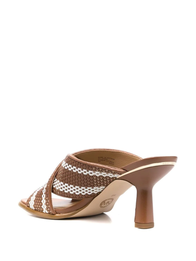 Michael Michael Kors Striped Mule Sandals In Brown