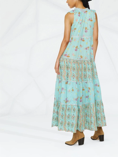 Shop Anjuna Floral-print Tiered Dress In Blue