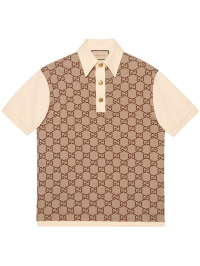 Gucci Jumbo Gg Cotton Silk Jacquard Polo In Beige | ModeSens