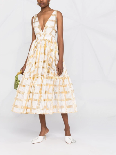Rochas Flared Midi Dress In White