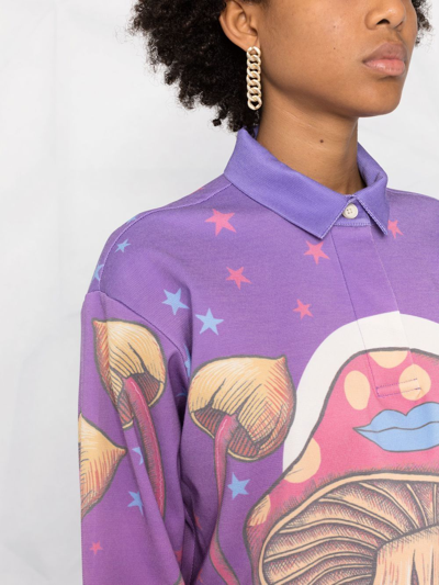 Shop Brandon Maxwell Graphic-print Polo Shirt In Purple