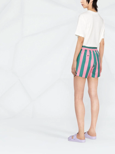 Shop Brandon Maxwell Striped Drawstring Shorts In Pink